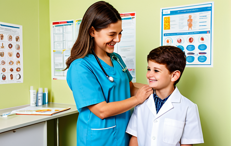 아이들의 비염 완화를 위한 생활 습관 - Child-Friendly Allergy Testing**

"A friendly pediatrician gently performing an allergy test on a yo...