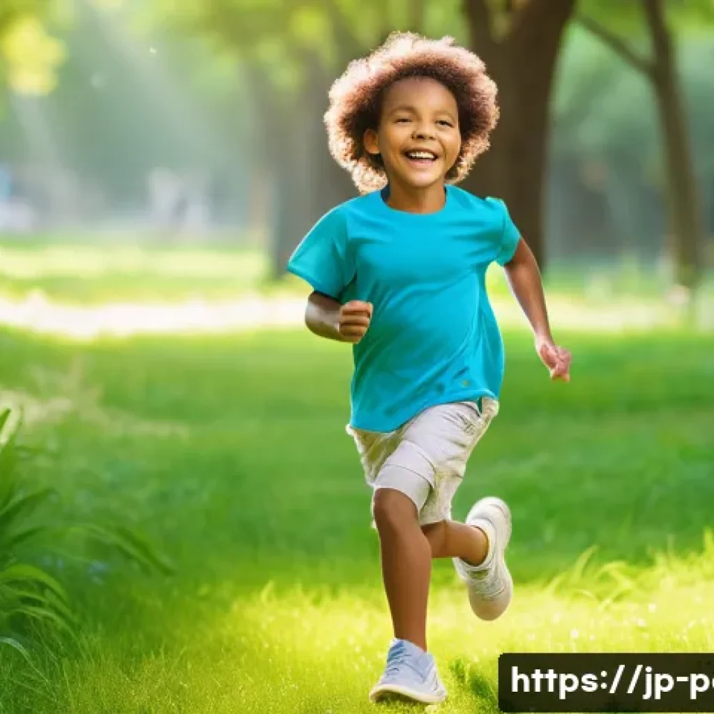 아이들의 면역력 강화를 위한 식단 - **Prompt: A vibrant and healthy child, approximately 7-8 years old, energetically playing outdoors i...