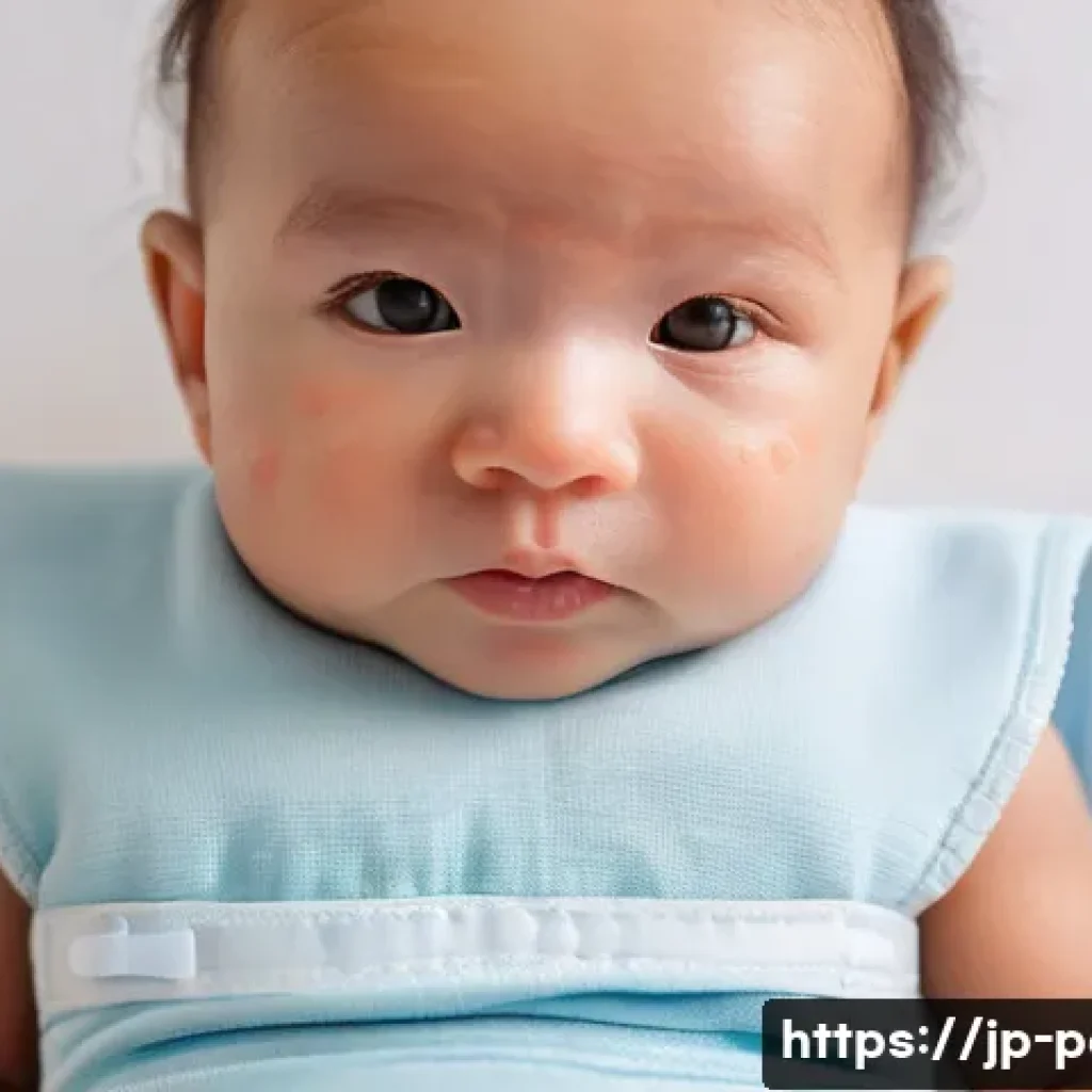 영유아 발진의 원인과 병원 진단 방법 - A detailed, close-up image of a baby wearing a diaper, showing flat, red rash spots (erythema) evenl...